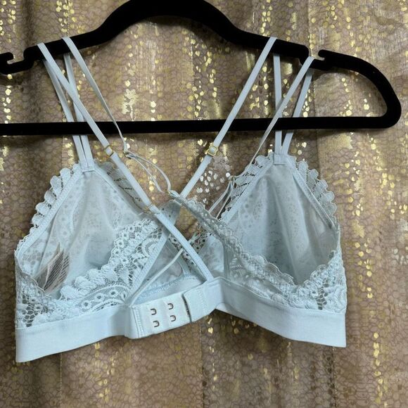 Aerie Light Blue Lace Triangle Strappy Back Bralette Small NWOT - Picture 2 of 7